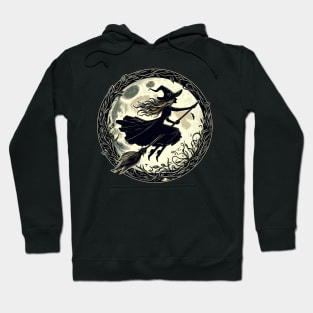 Classic Witch Design - Flying Across a Full Moon Hoodie